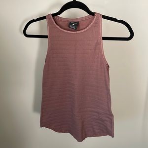 nike yoga high neck dri-fit mauve ribbed tank top